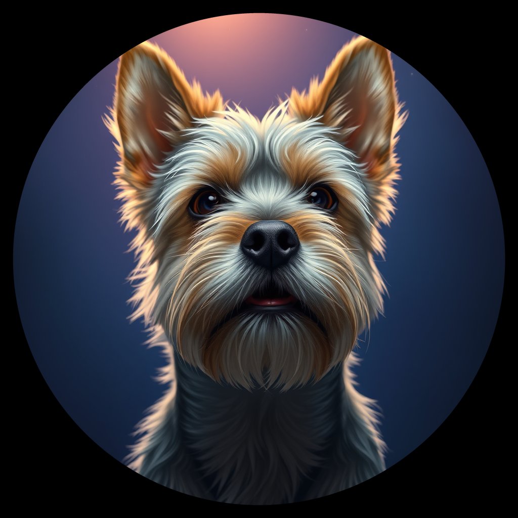 Cosmic medallion portrait of SamAdams-Hulseth-CT_SamAdams-Hulseth-CT, a Cairn Terrier