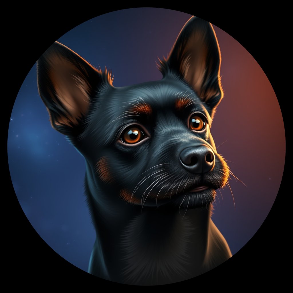 Cosmic medallion portrait of Sci_LU1455_Sci_LU1455, a Schipperke