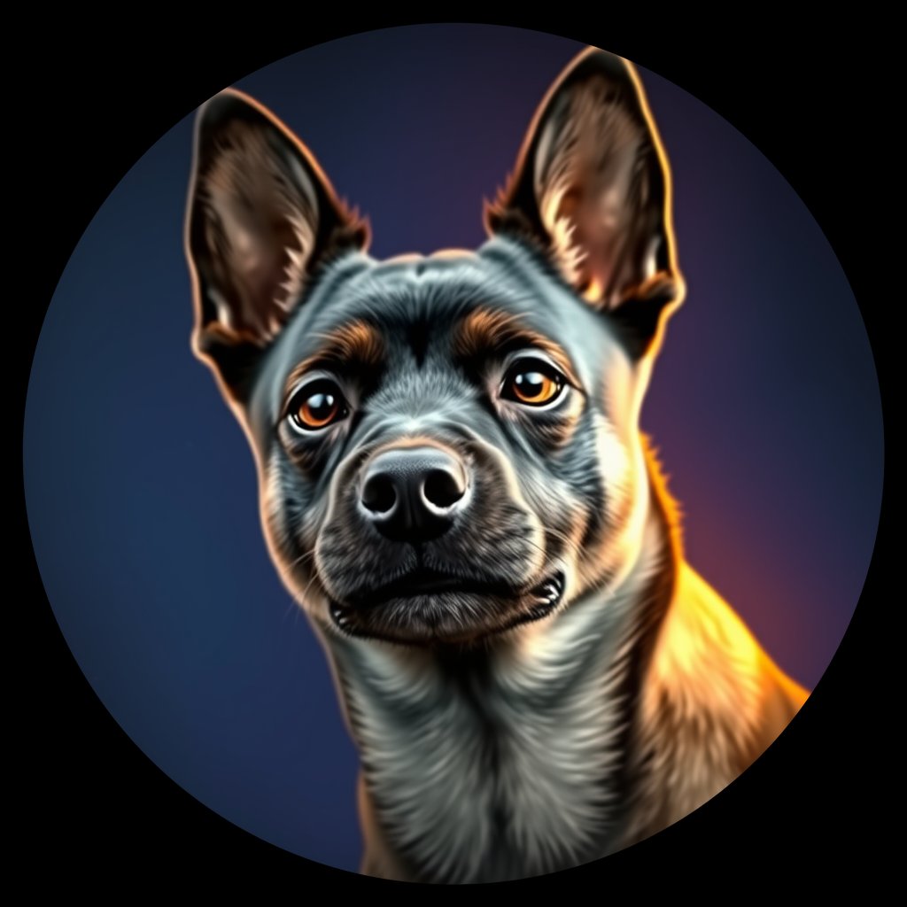 Cosmic medallion portrait of Sci_LU1464_Sci_LU1464, a Schipperke
