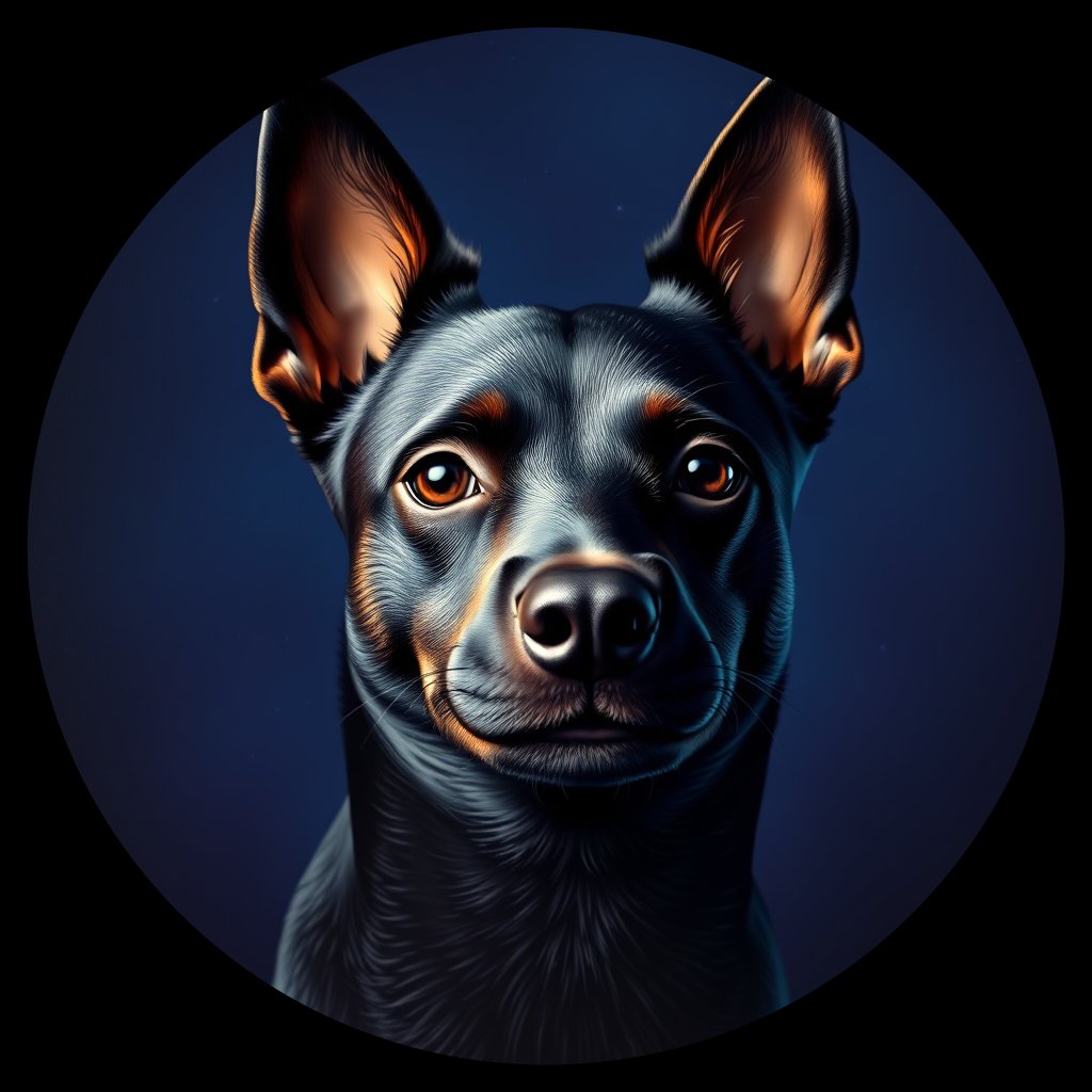 Cosmic medallion portrait of Sci_LU1468_Sci_LU1468, a Schipperke