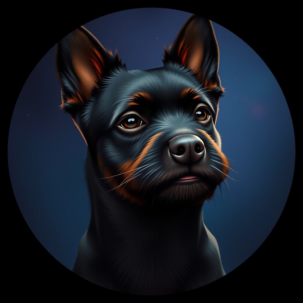 Cosmic medallion portrait of Sci_LU1469_Sci_LU1469, a Schipperke
