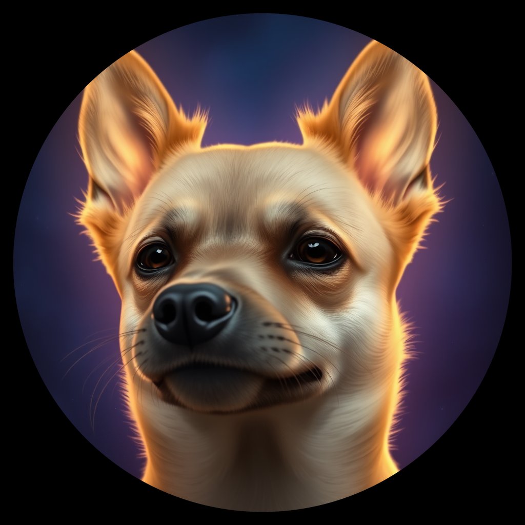 Cosmic medallion portrait of Sci_LU1471_Sci_LU1471, a Schipperke