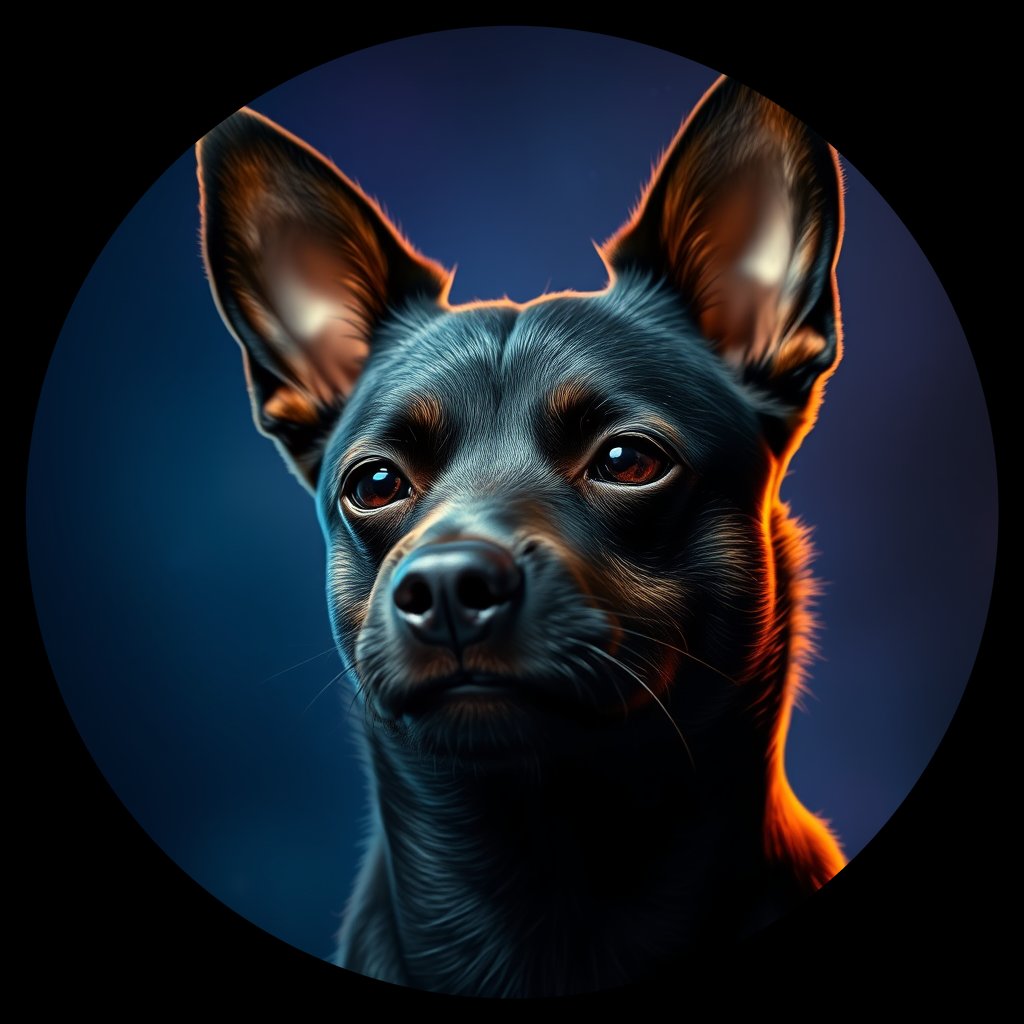 Cosmic medallion portrait of Sci_LU1473_Sci_LU1473, a Schipperke