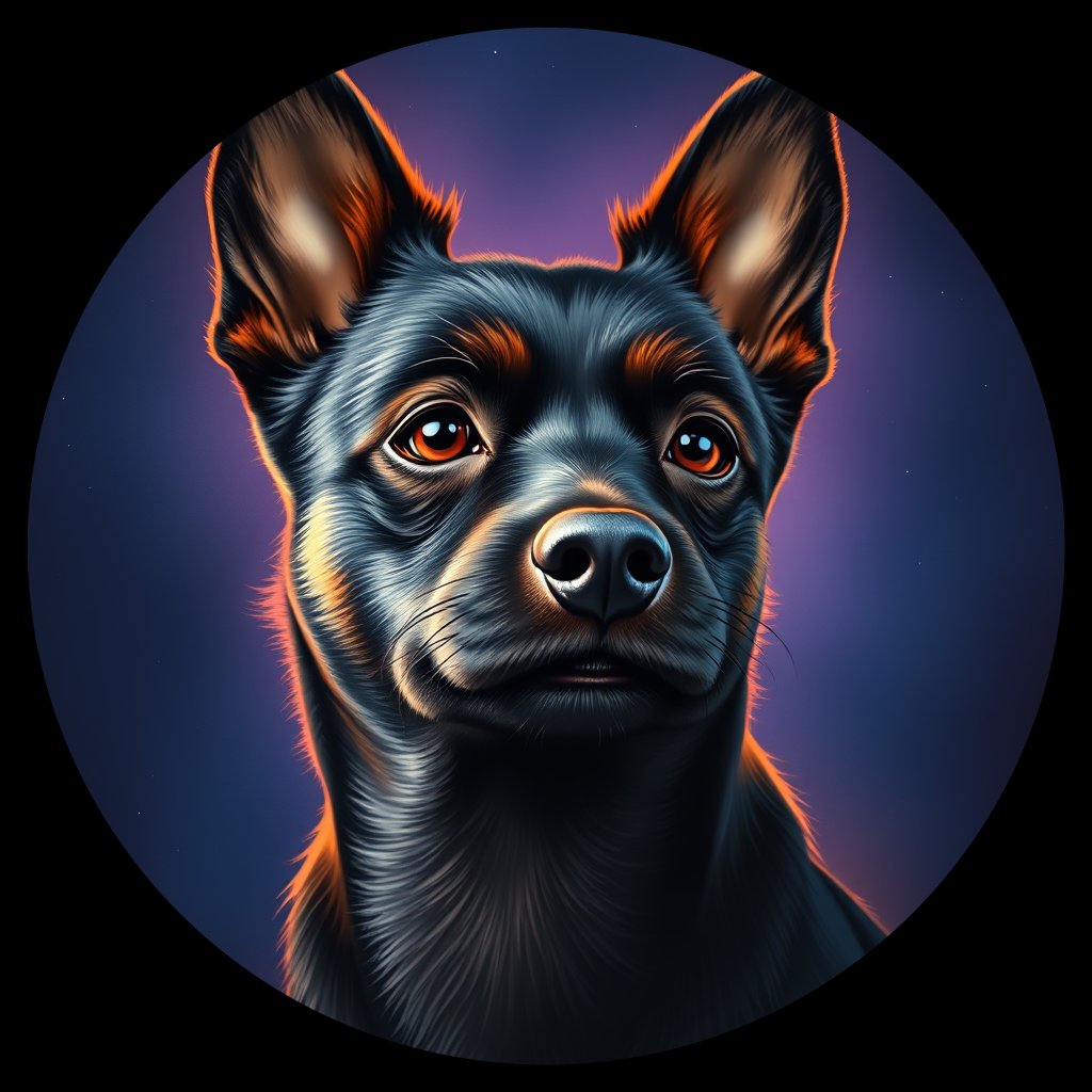 Cosmic medallion portrait of Sci_LU1477_Sci_LU1477, a Schipperke