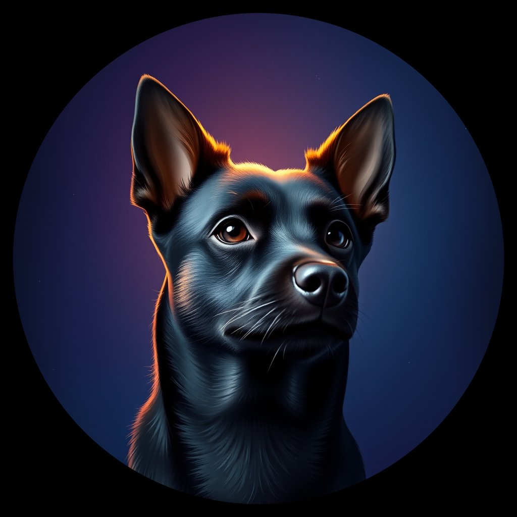 Cosmic medallion portrait of Sci_LU1479_Sci_LU1479, a Schipperke