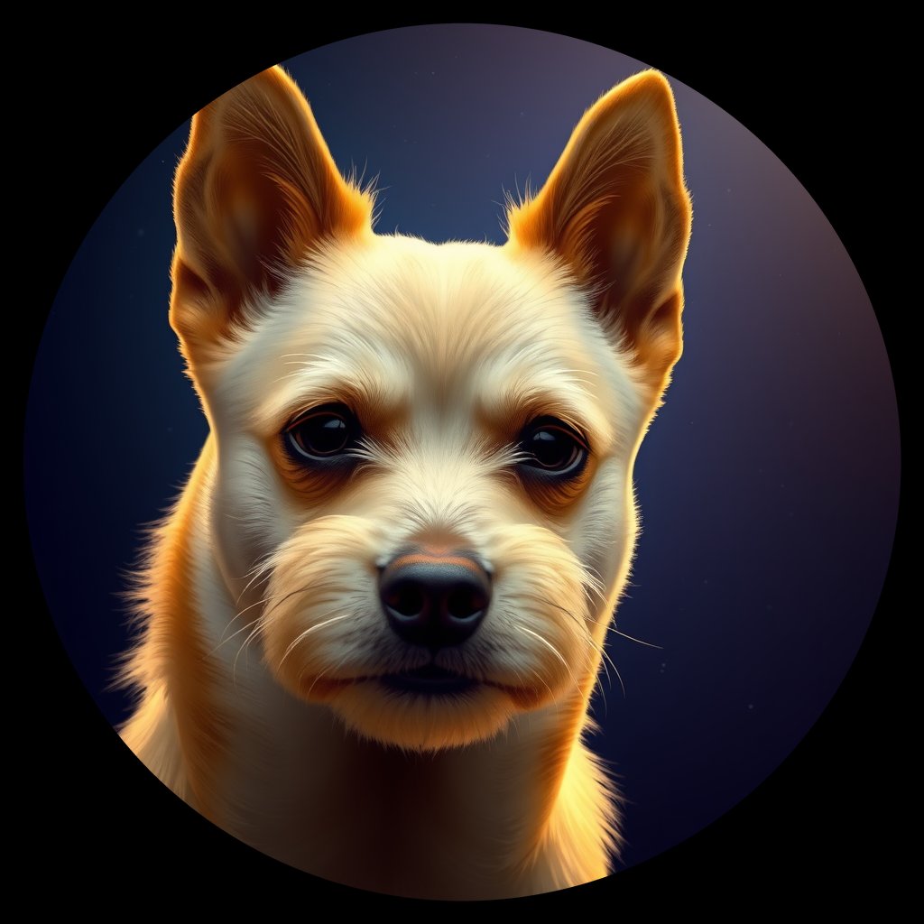 Cosmic medallion portrait of Sci_LU1480_Sci_LU1480, a Schipperke