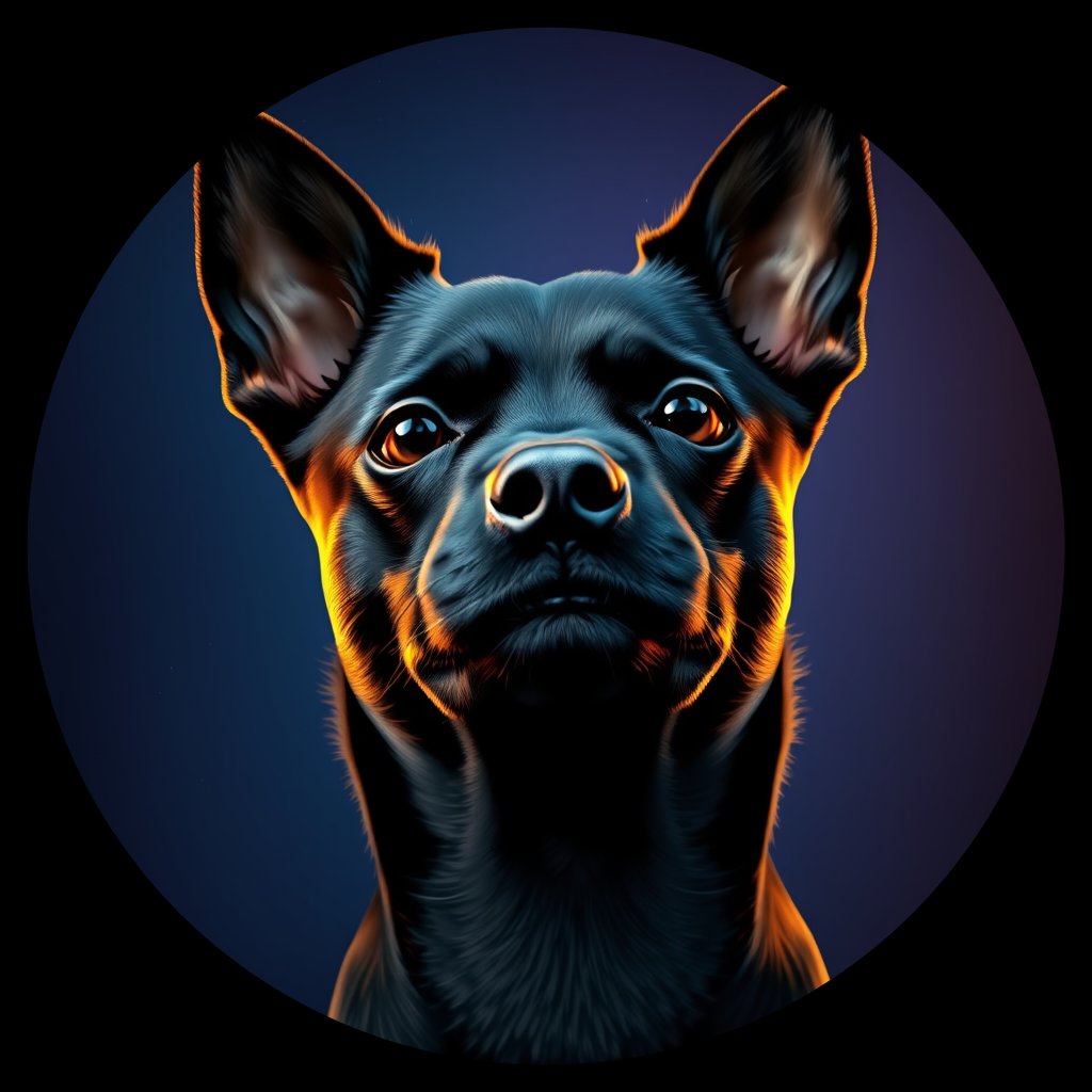 Cosmic medallion portrait of Sci_LU1481_Sci_LU1481, a Schipperke