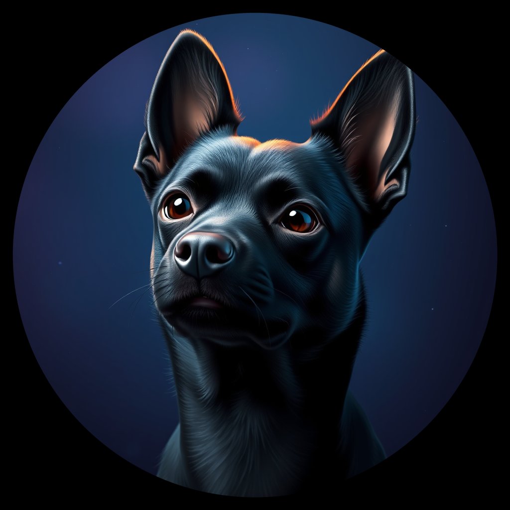 Cosmic medallion portrait of Sci_LU1482_Sci_LU1482, a Schipperke