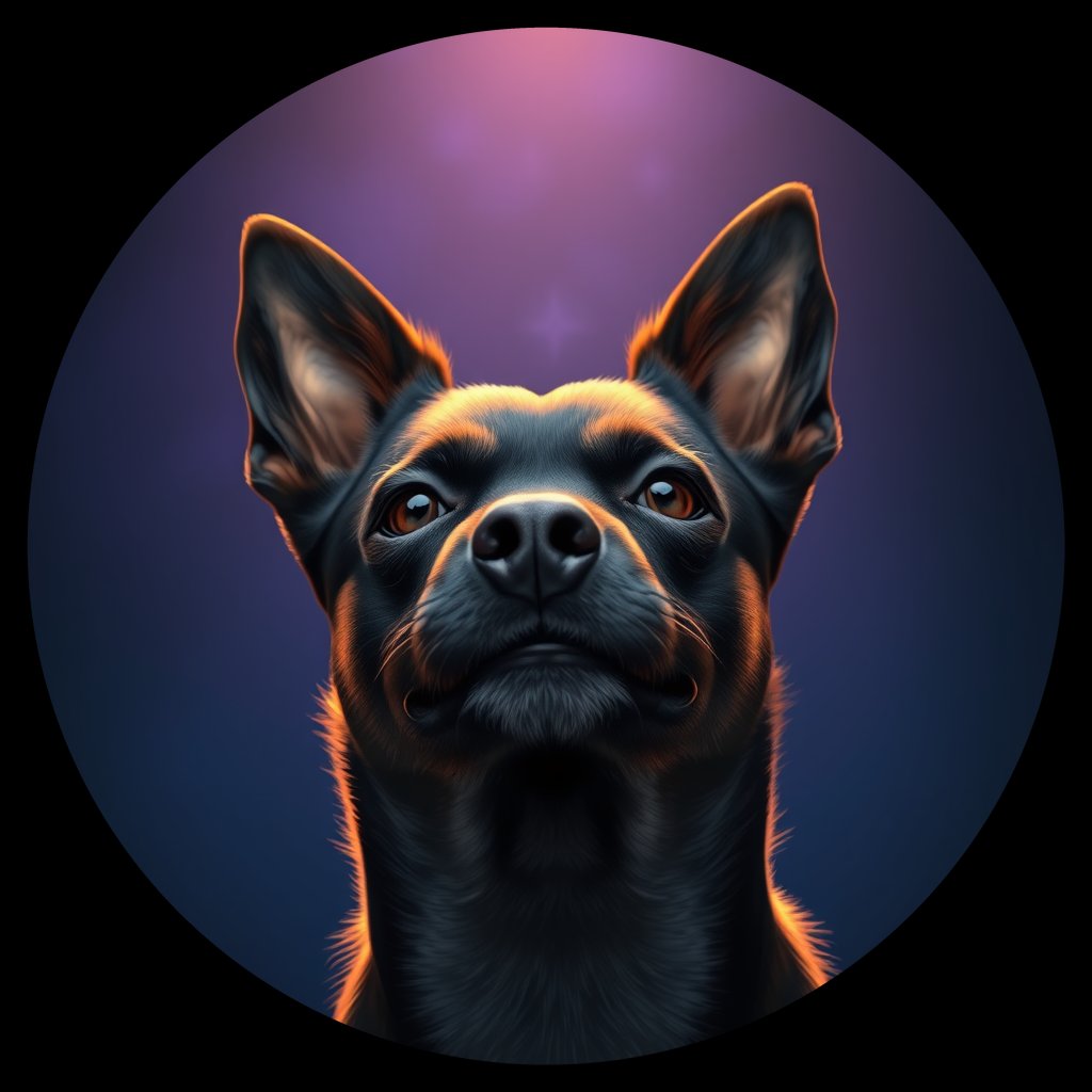 Cosmic medallion portrait of Sci_LU1491_Sci_LU1491, a Schipperke
