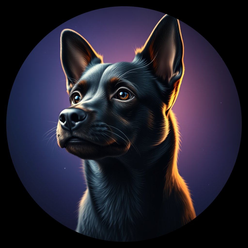 Cosmic medallion portrait of Sci_LU1492_Sci_LU1492, a Schipperke