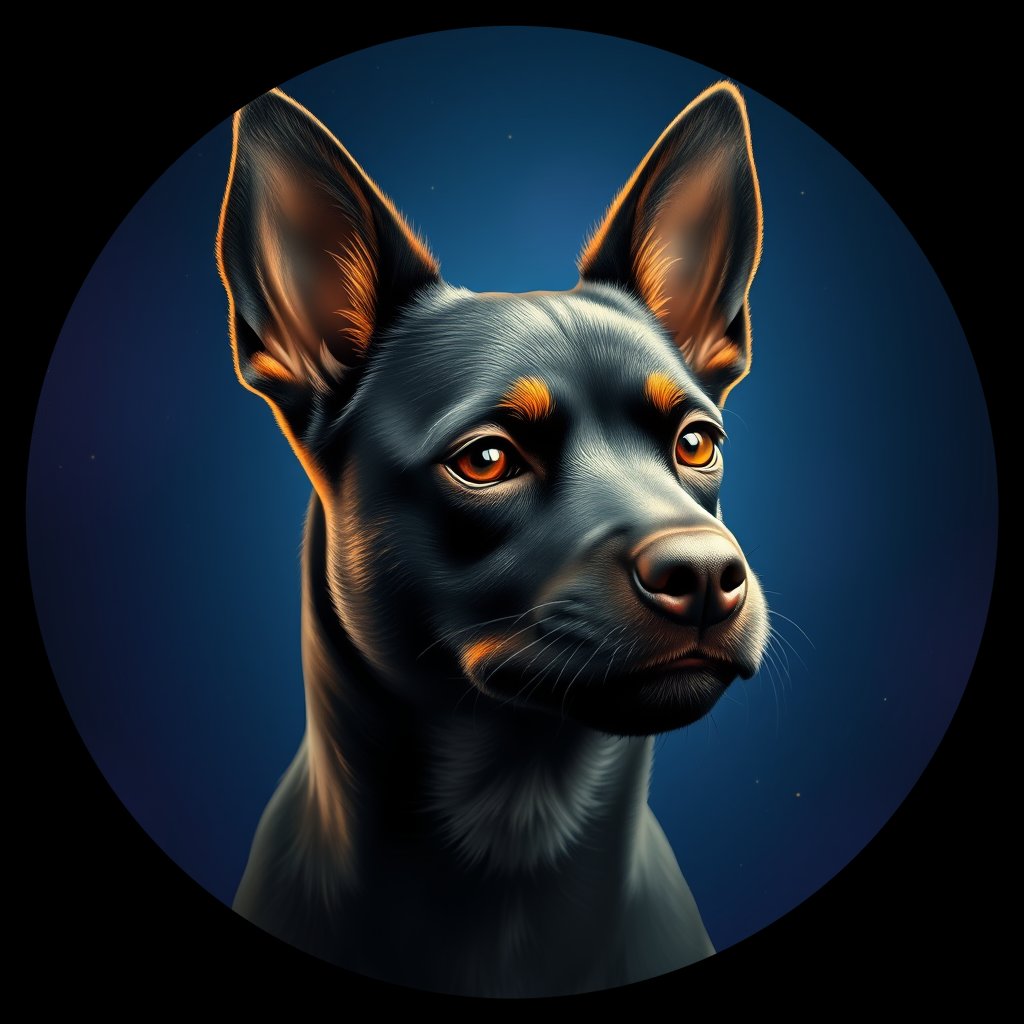 Cosmic medallion portrait of Sci_LU1496_Sci_LU1496, a Schipperke