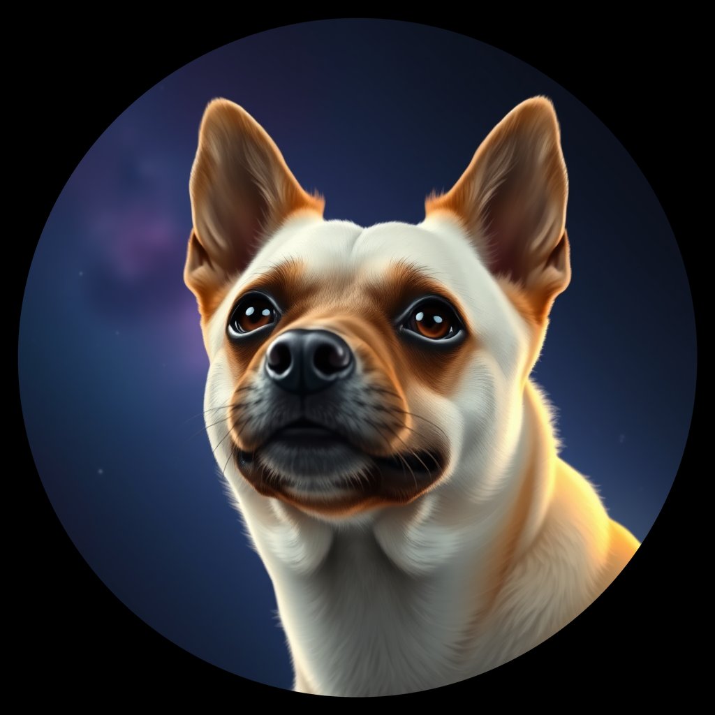 Cosmic medallion portrait of Sci_LU1498_Sci_LU1498, a Schipperke