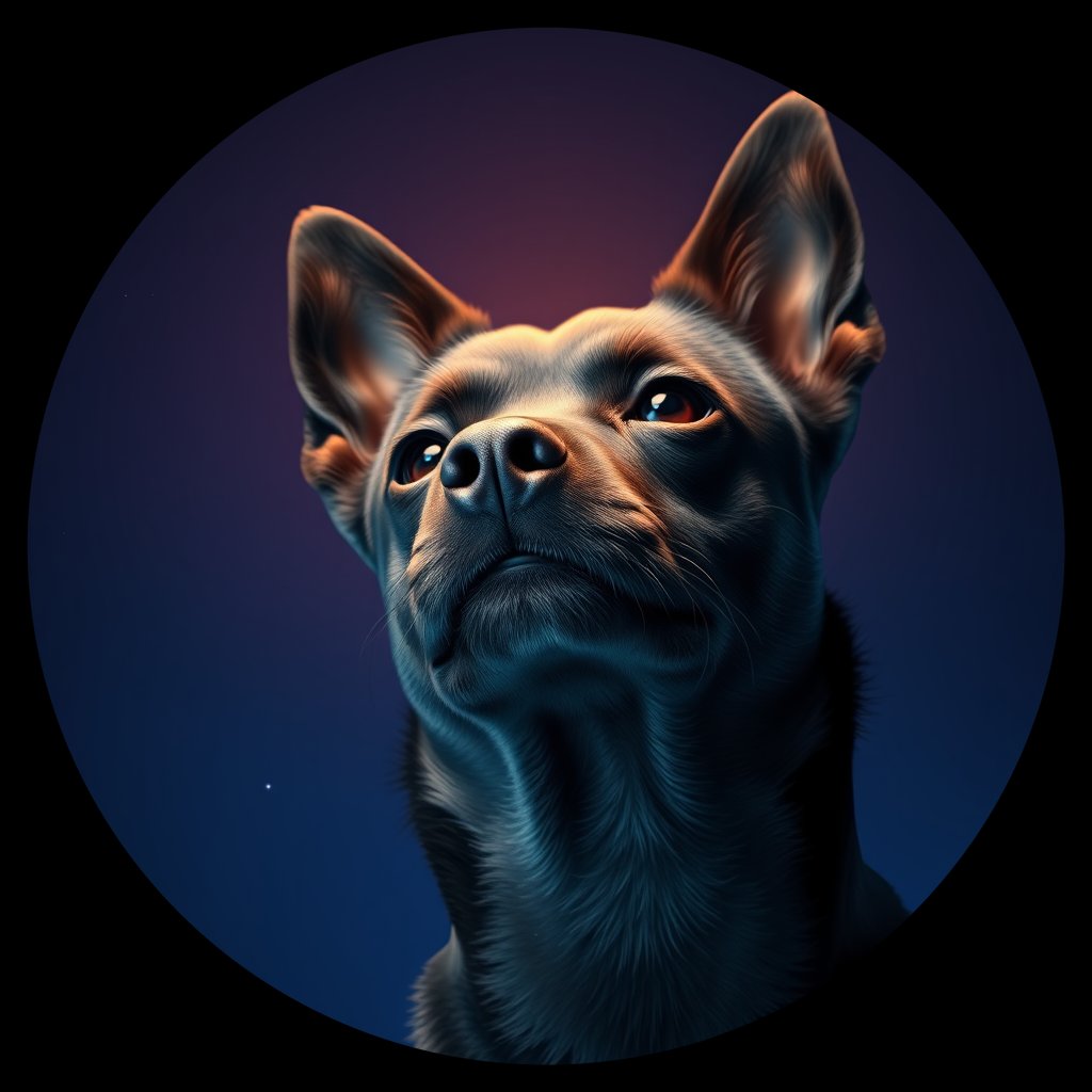 Cosmic medallion portrait of Sci_LU1500_Sci_LU1500, a Schipperke
