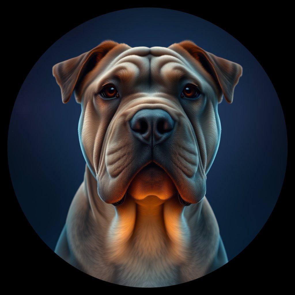 Cosmic medallion portrait of ShP_GT358_ShP_GT358, a Chinese Shar Pei