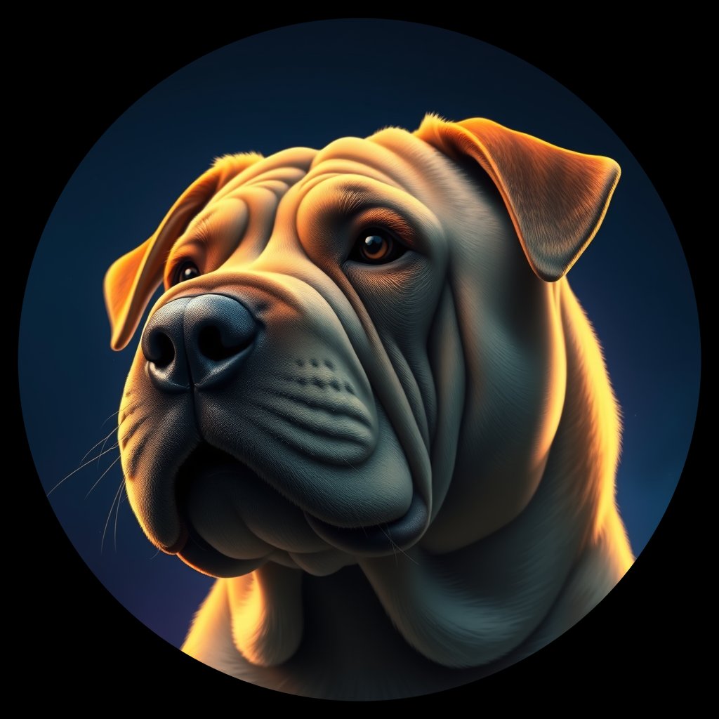 Cosmic medallion portrait of ShP_GT361_ShP_GT361, a Chinese Shar Pei