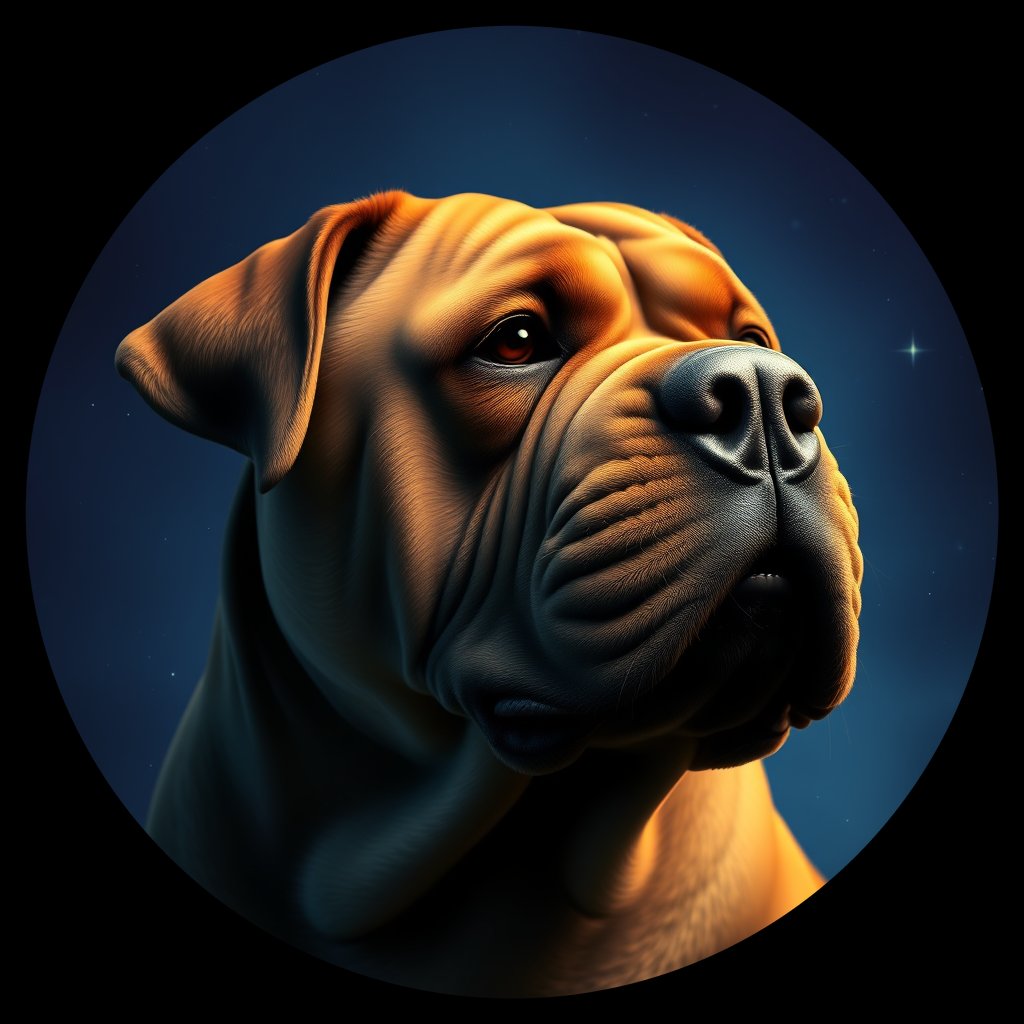 Cosmic medallion portrait of ShP_GT363_ShP_GT363, a Chinese Shar Pei