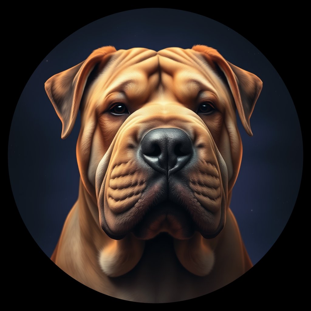 Cosmic medallion portrait of ShP_GT364_ShP_GT364, a Chinese Shar Pei