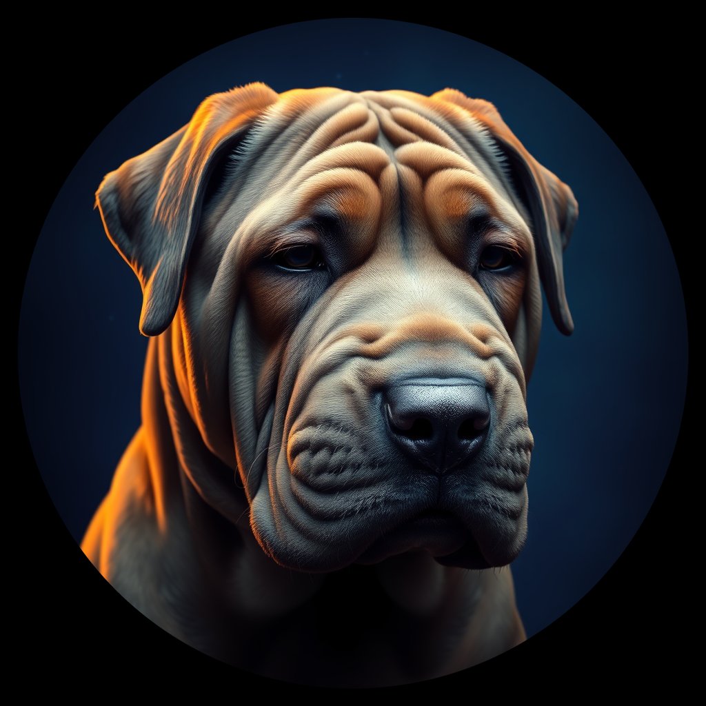 Cosmic medallion portrait of ShP_GT366_ShP_GT366, a Chinese Shar Pei