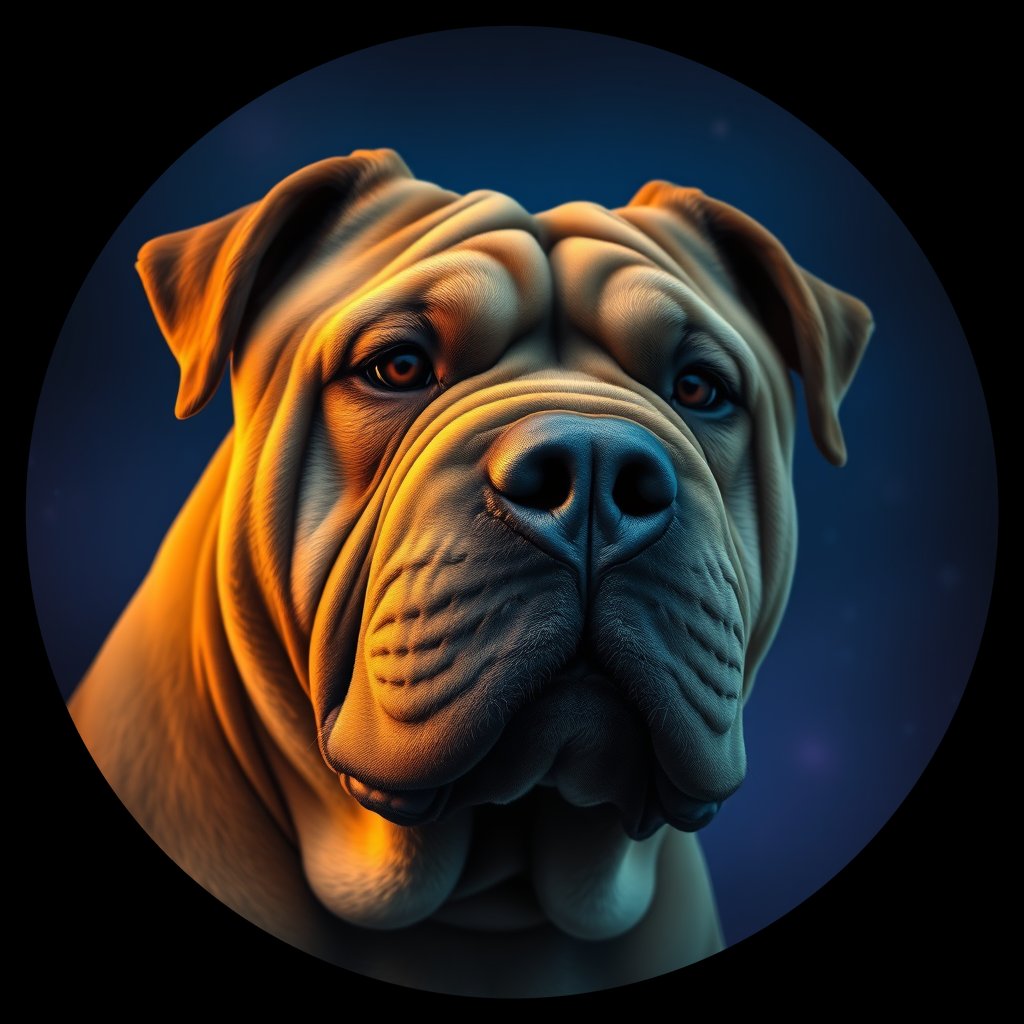 Cosmic medallion portrait of ShP_GT367_ShP_GT367, a Chinese Shar Pei