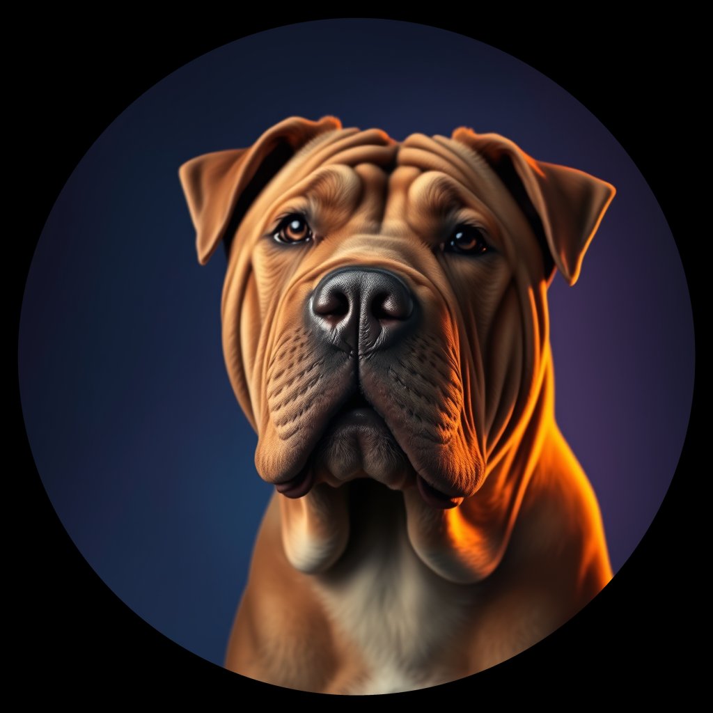 Cosmic medallion portrait of ShP_GT368_ShP_GT368, a Chinese Shar Pei