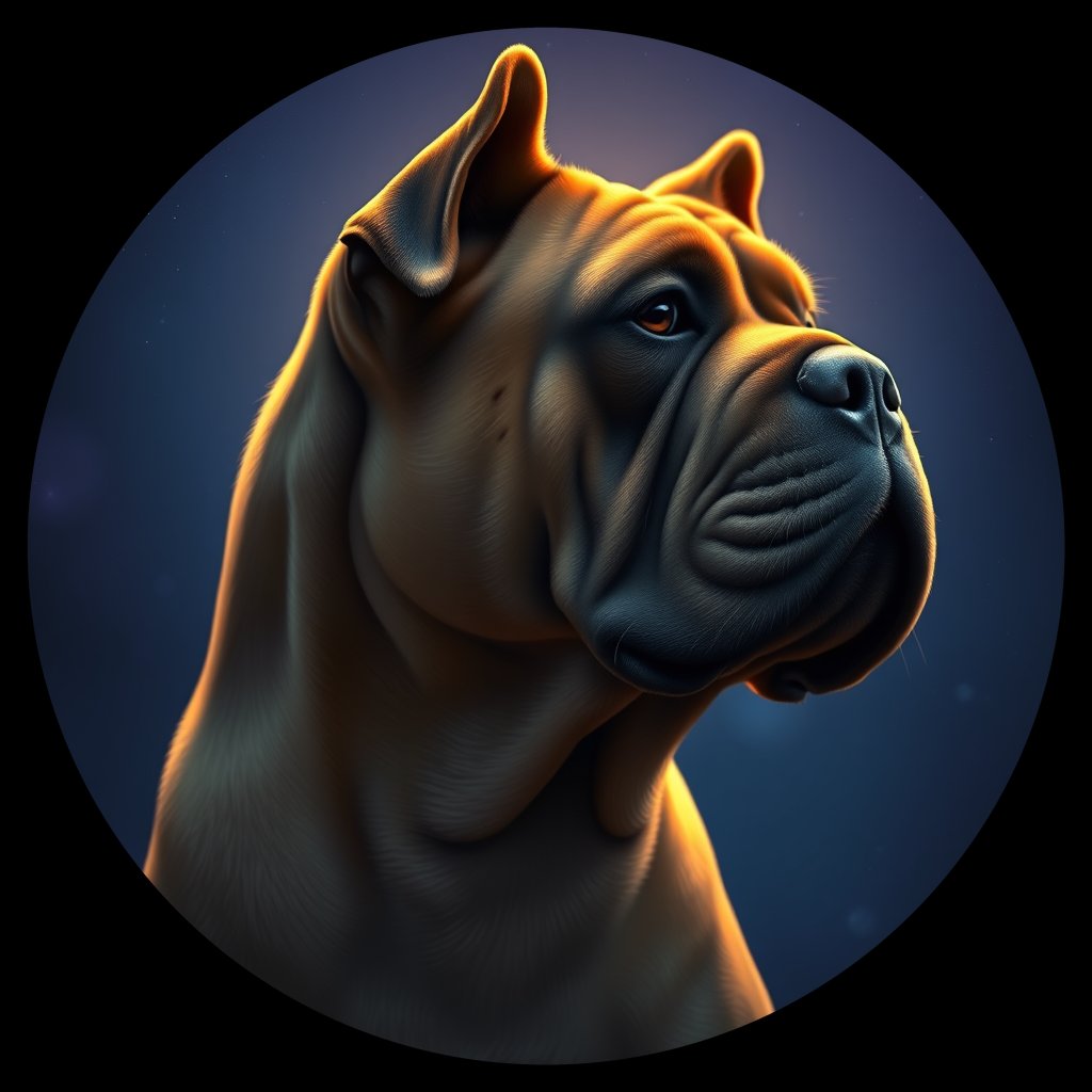 Cosmic medallion portrait of ShP_GT369_ShP_GT369, a Chinese Shar Pei