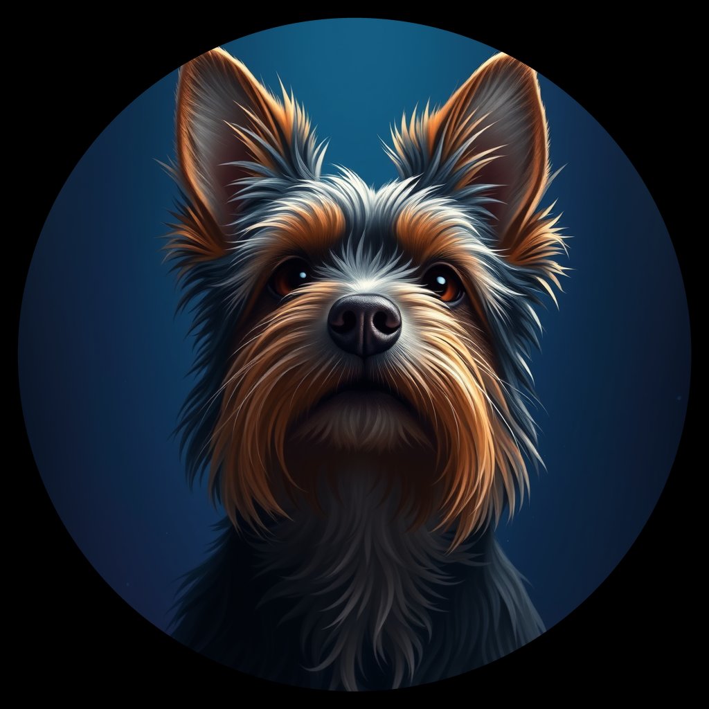 Cosmic medallion portrait of Shiloh-Moore-YT_Shiloh-Moore-YT, a Yorkshire Terrier