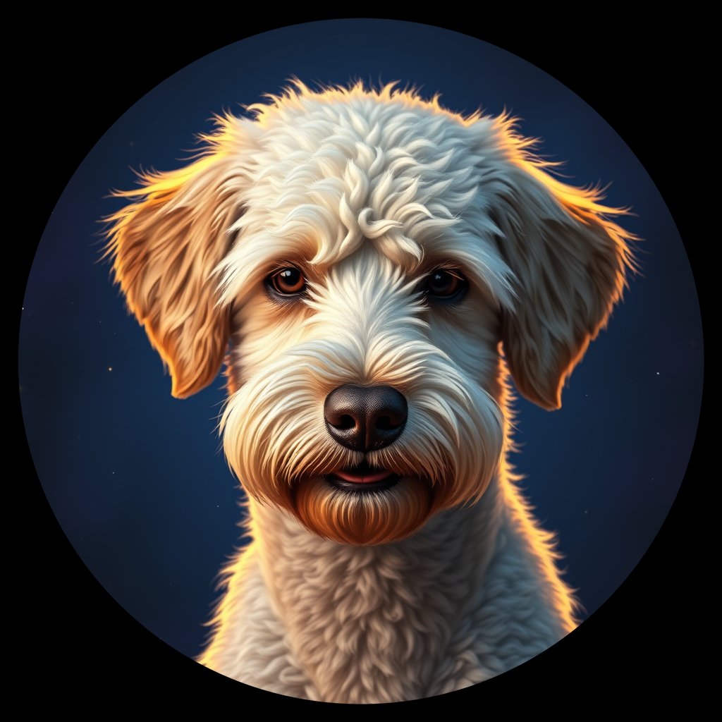 Cosmic medallion portrait of StP_GT371_StP_GT371, a Poodle