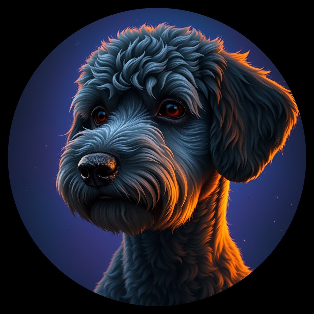Cosmic medallion portrait of StP_GT374_StP_GT374, a Poodle