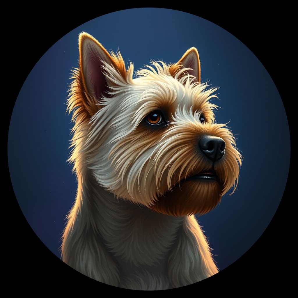 Cosmic medallion portrait of Sydney-Stamps-CT_Sydney-Stamps-CT, a Cairn Terrier