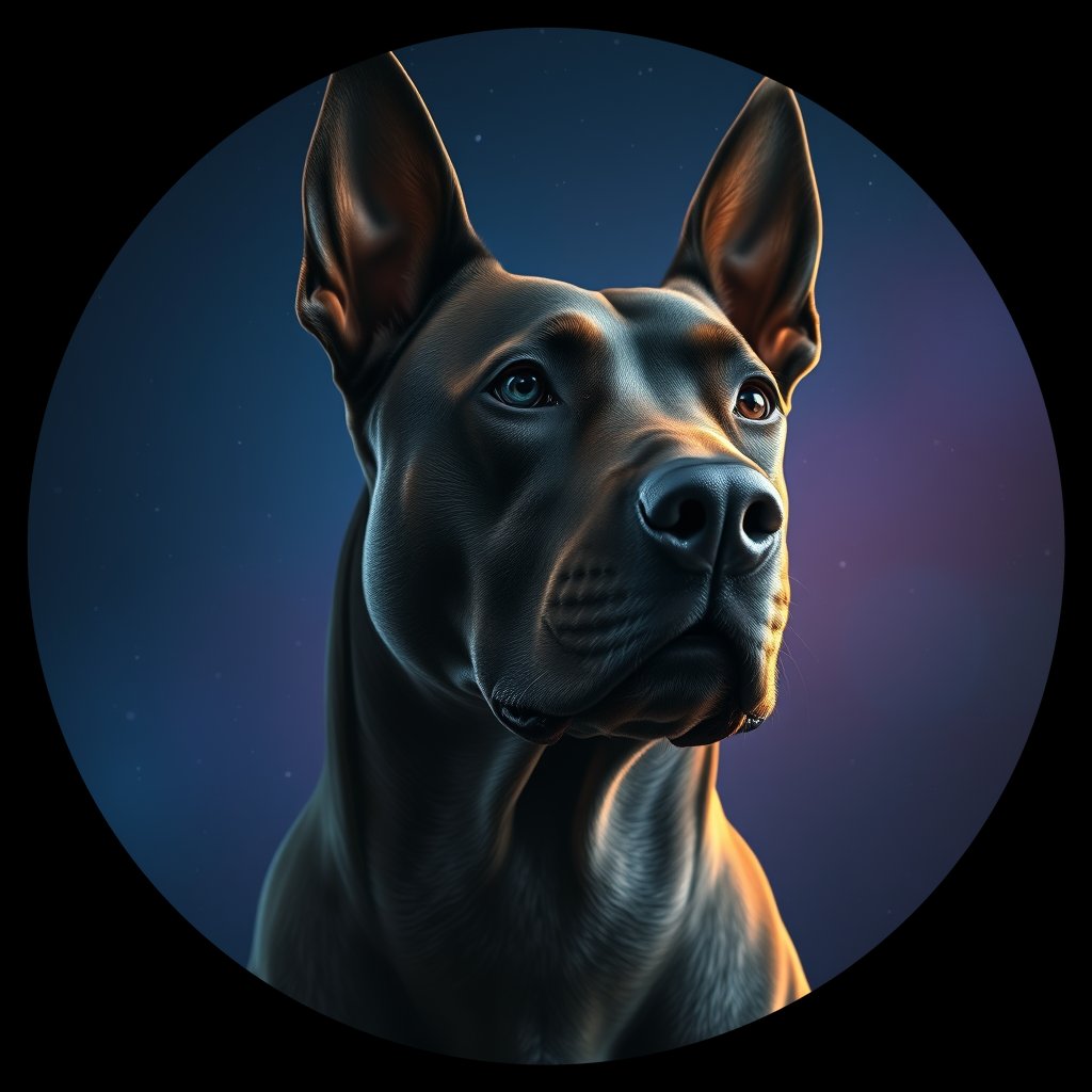 Cosmic medallion portrait of THAI_THAI_19TAJ, a Thai Ridgeback