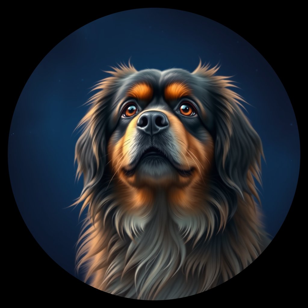 Cosmic medallion portrait of TIBS_TIBS_05380, a Tibetan Spaniel
