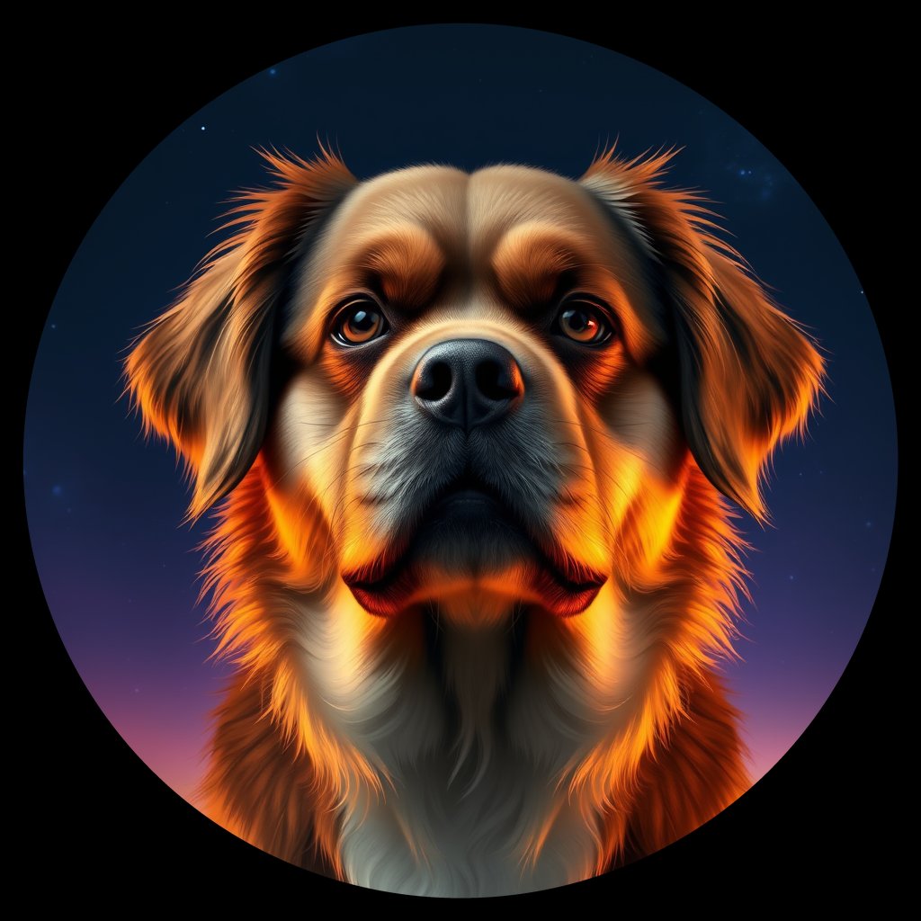 Cosmic medallion portrait of TIBS_TIBS_15A09, a Tibetan Spaniel