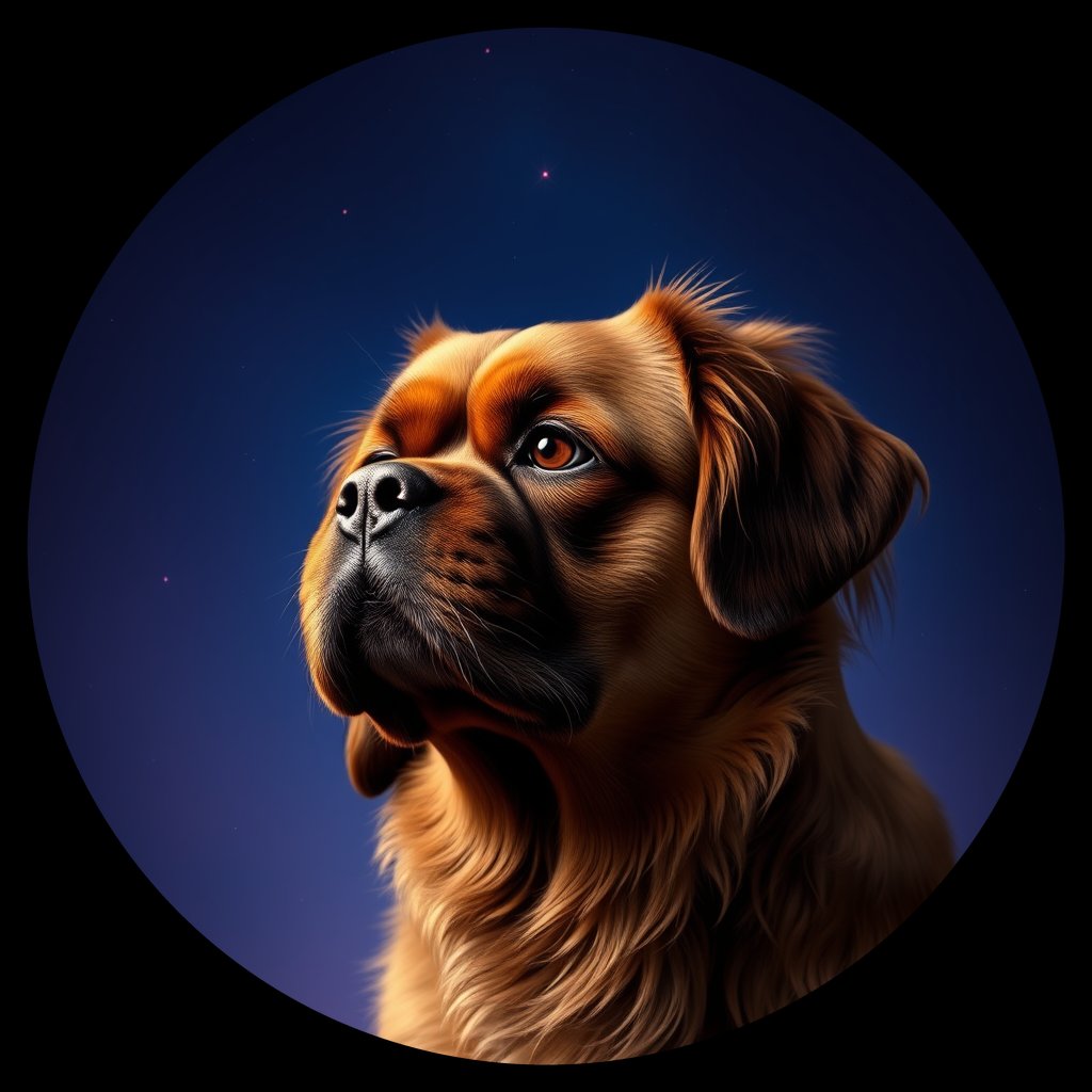 Cosmic medallion portrait of TIBS_TIBS_18H01, a Tibetan Spaniel