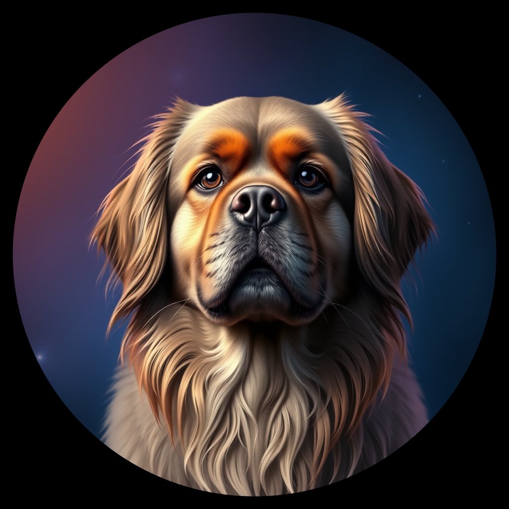 Cosmic medallion portrait of TIBS_TIBS_37A05, a Tibetan Spaniel