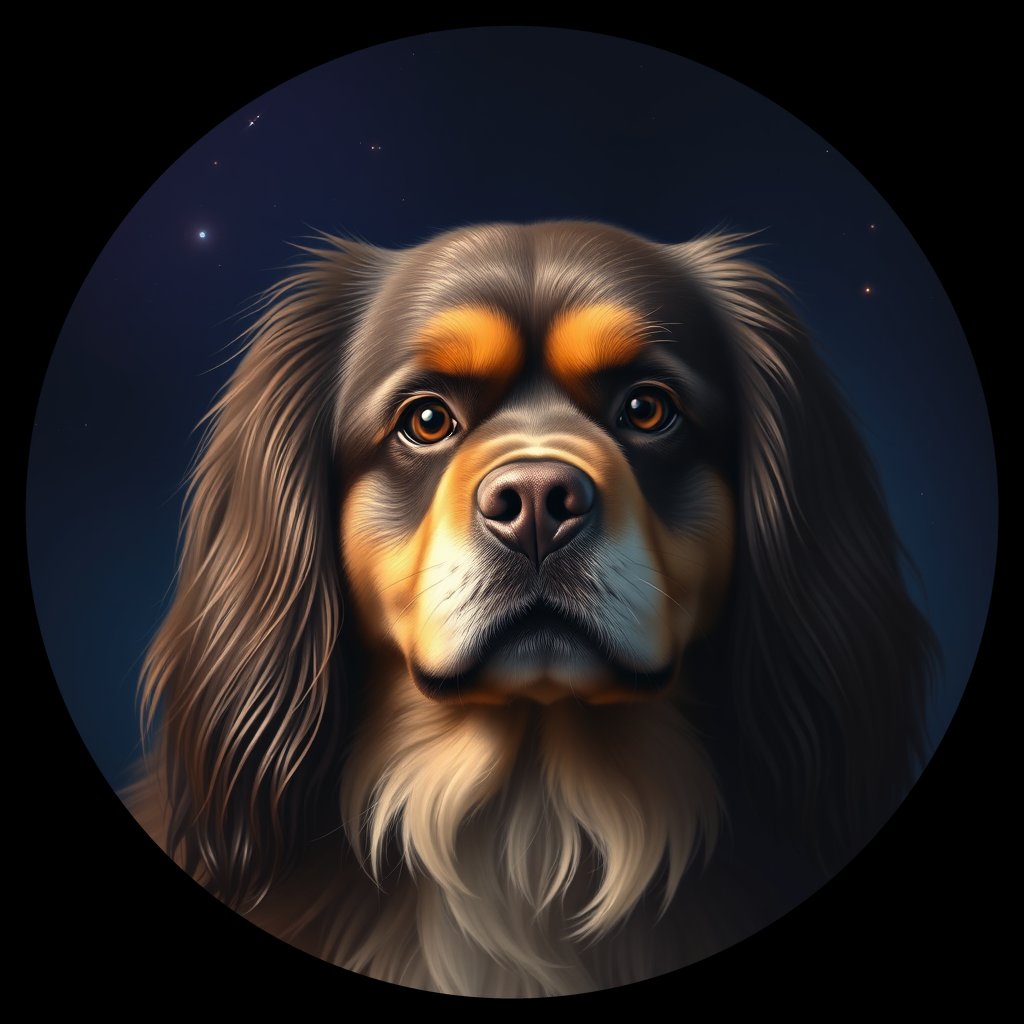 Cosmic medallion portrait of TIBS_TIBS_37B05, a Tibetan Spaniel