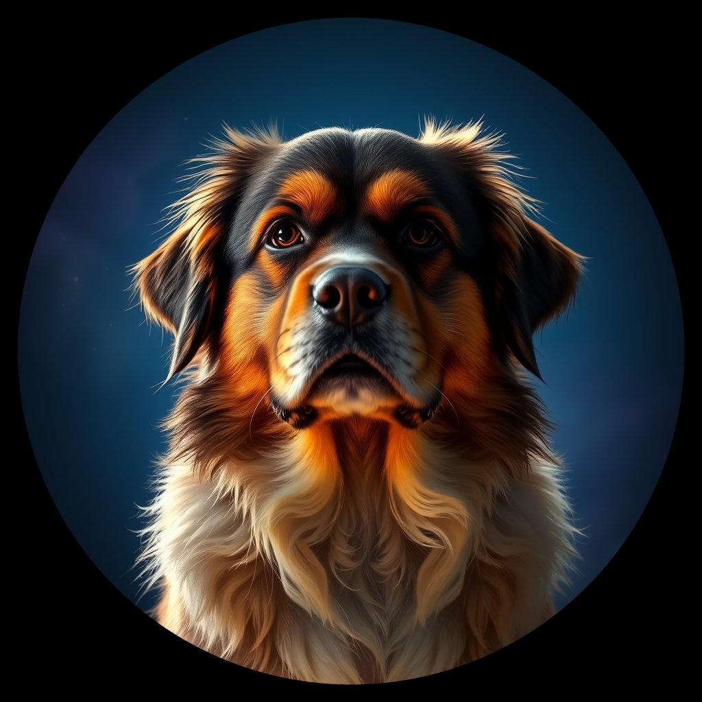 Cosmic medallion portrait of TIBS_TIBS_37H04, a Tibetan Spaniel