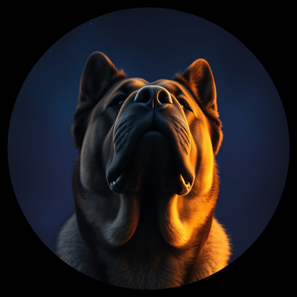 Cosmic medallion portrait of TIBT_TIBT_26F12, a Tibetan Mastiff
