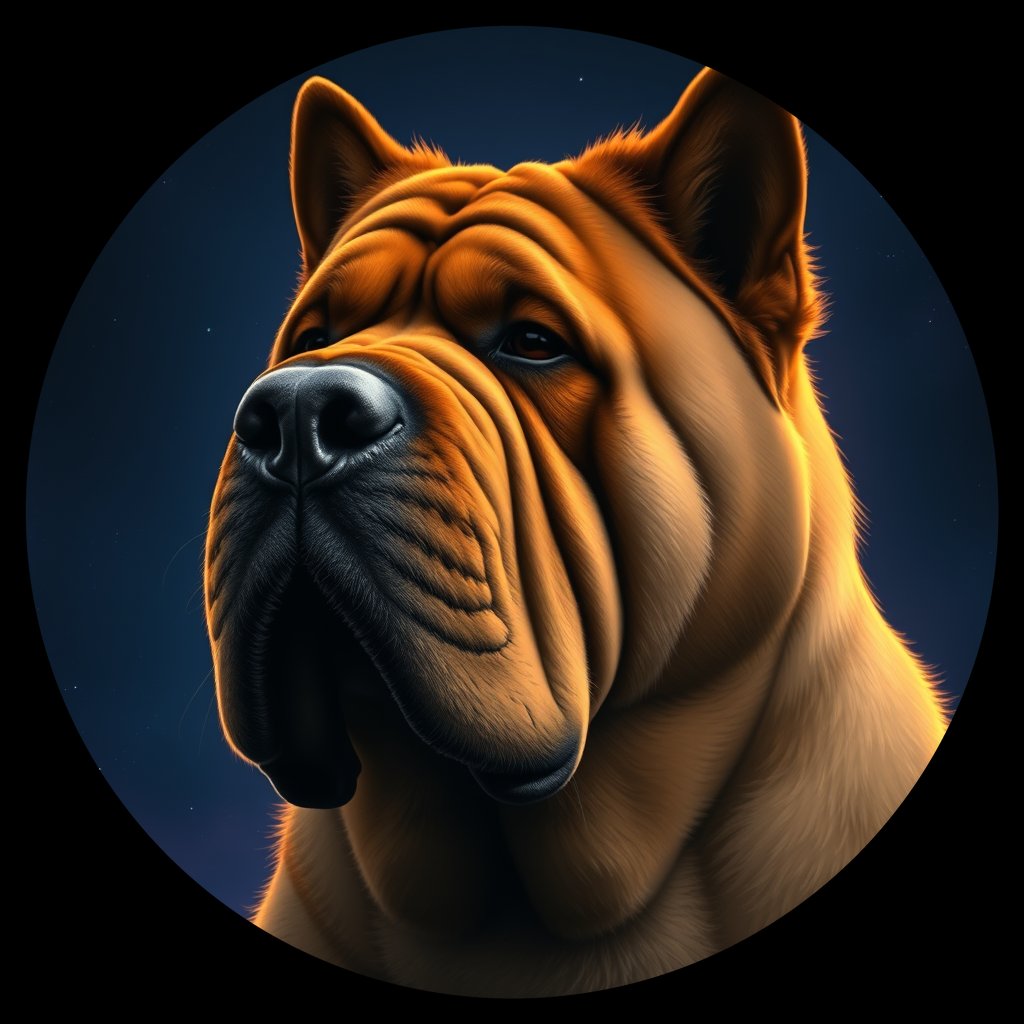 Cosmic medallion portrait of TIBT_TIBT_26G12, a Tibetan Mastiff
