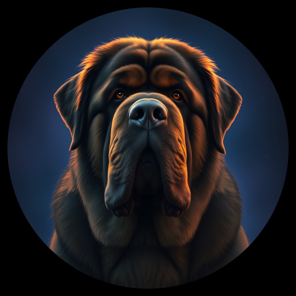 Cosmic medallion portrait of TIBT_TIBT_26H12, a Tibetan Mastiff