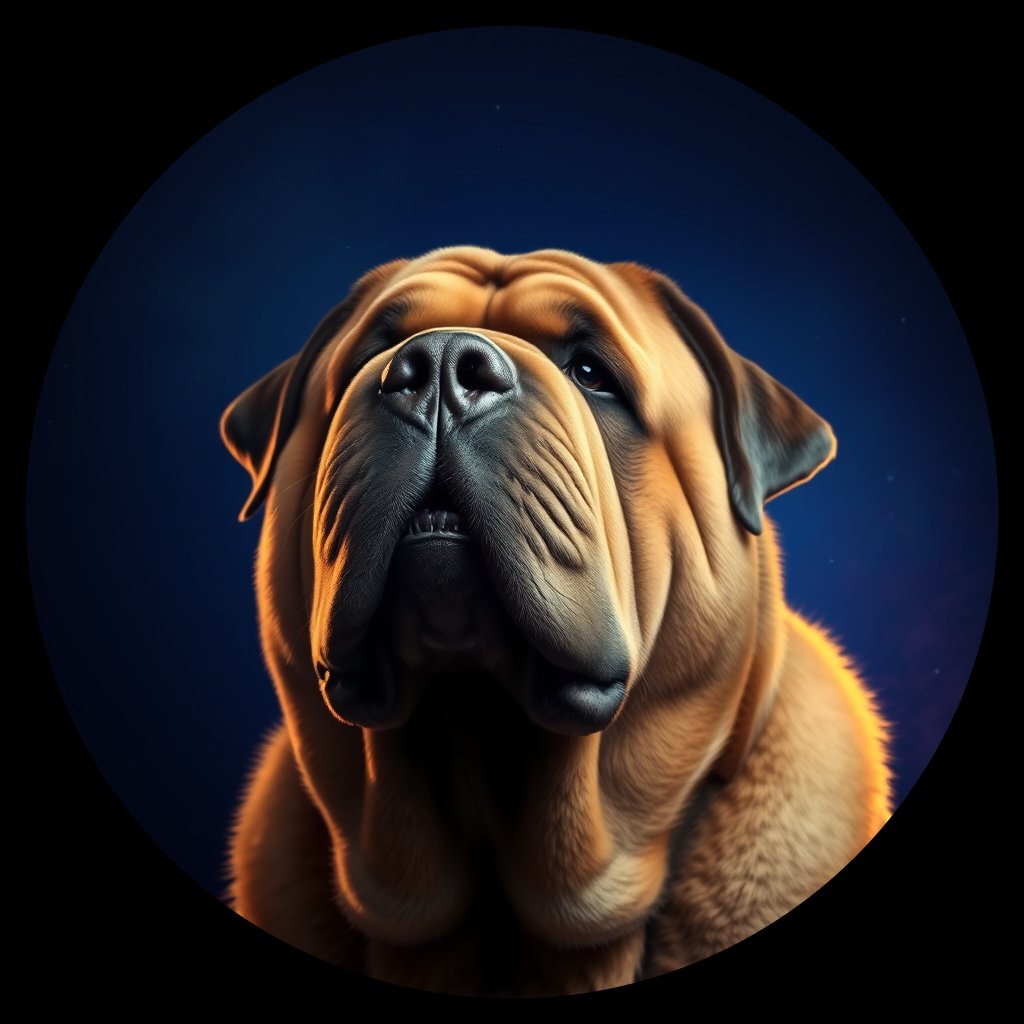 Cosmic medallion portrait of TIBT_TIBT_35G02, a Tibetan Mastiff