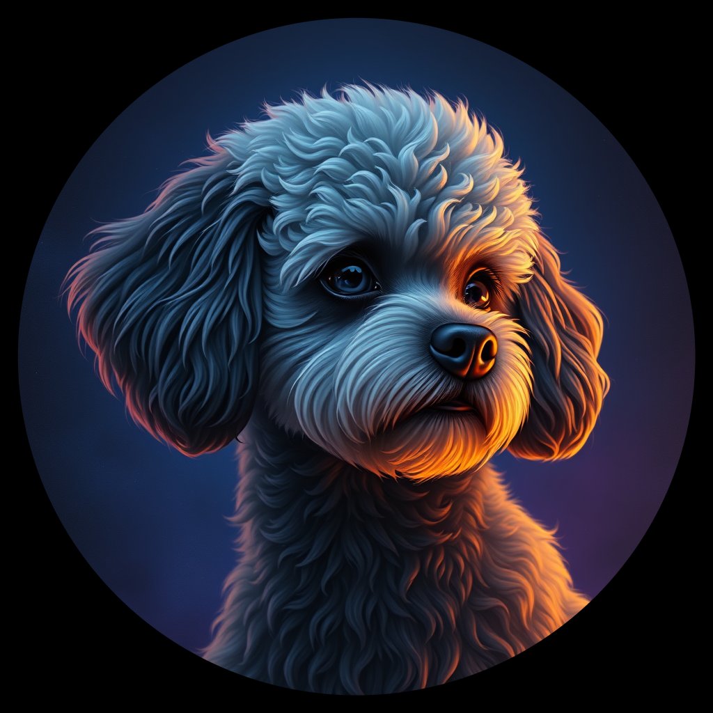 Cosmic medallion portrait of TPOO_TPOO_09079, a Toy Poodle
