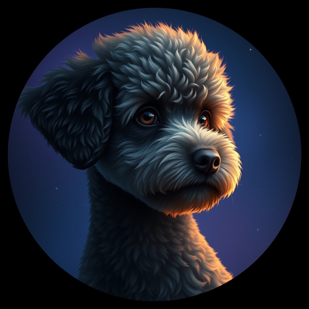 Cosmic medallion portrait of TPOO_TPOO_10442, a Toy Poodle