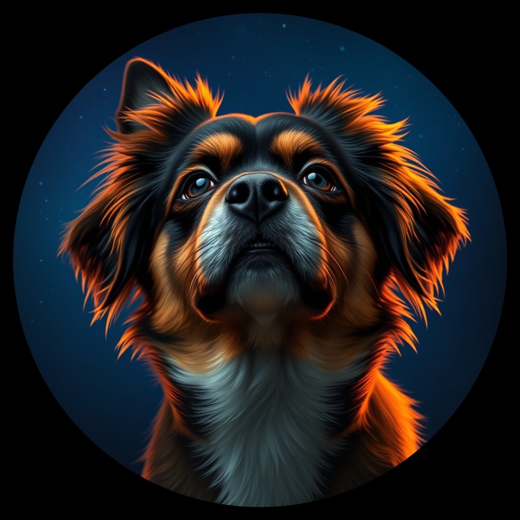 Cosmic medallion portrait of TS_32487_TS_32487, a Tibetan Spaniel