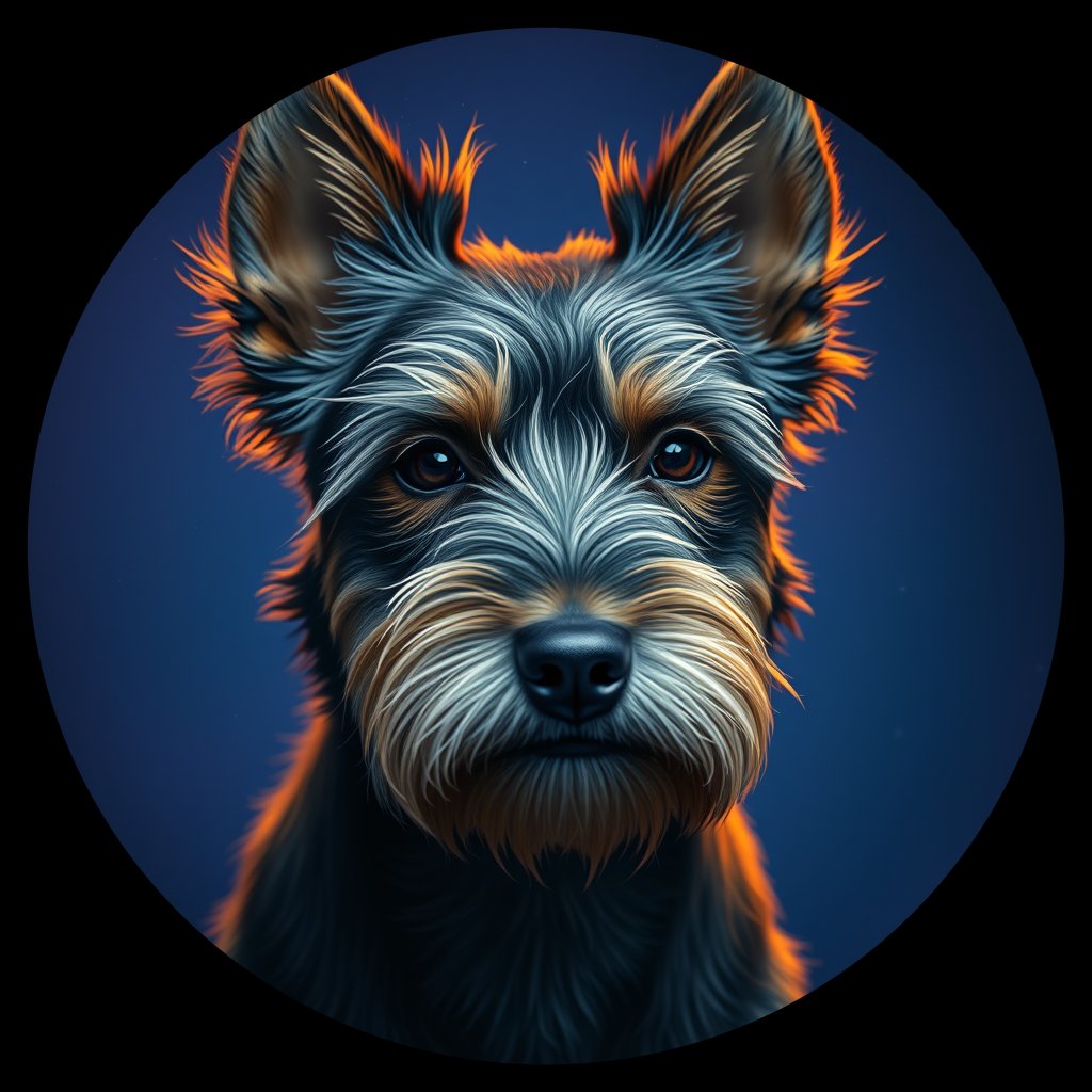 Cosmic medallion portrait of TT_23713_TT_23713, a Tibetan Terrier