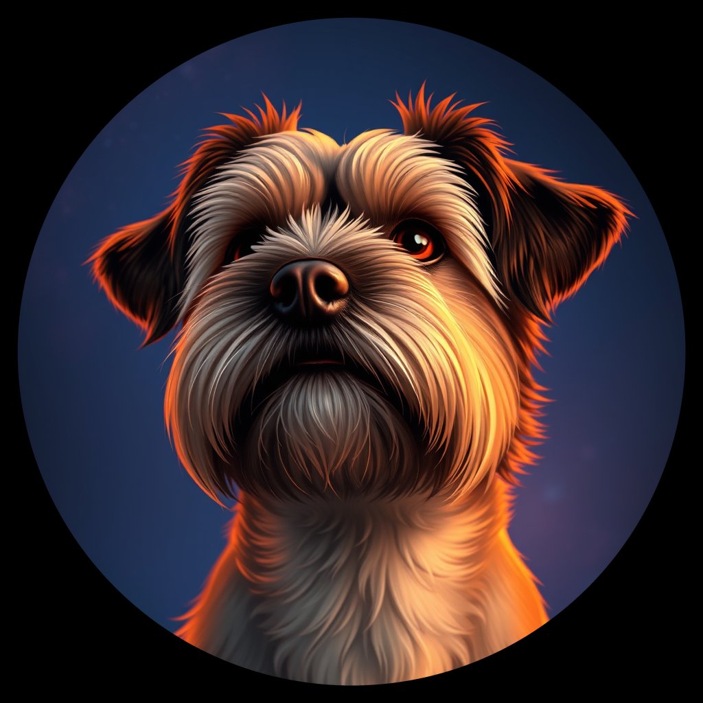 Cosmic medallion portrait of TT_28001_TT_28001, a Tibetan Terrier