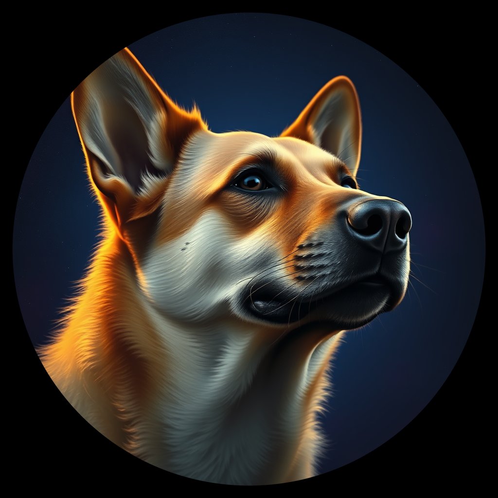 Cosmic medallion portrait of TURV_24950, a Dingo Turv