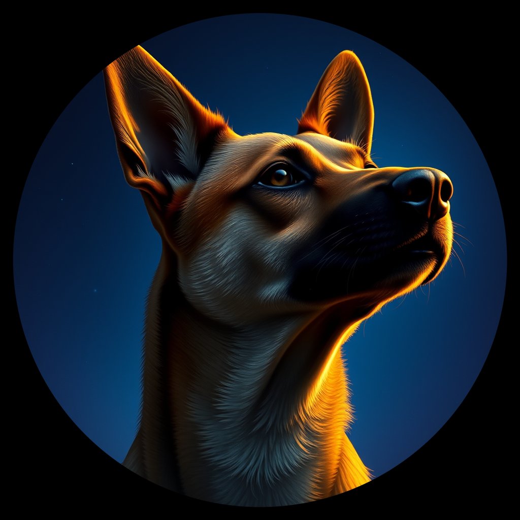Cosmic medallion portrait of TURV_24970, a Dingo Turv