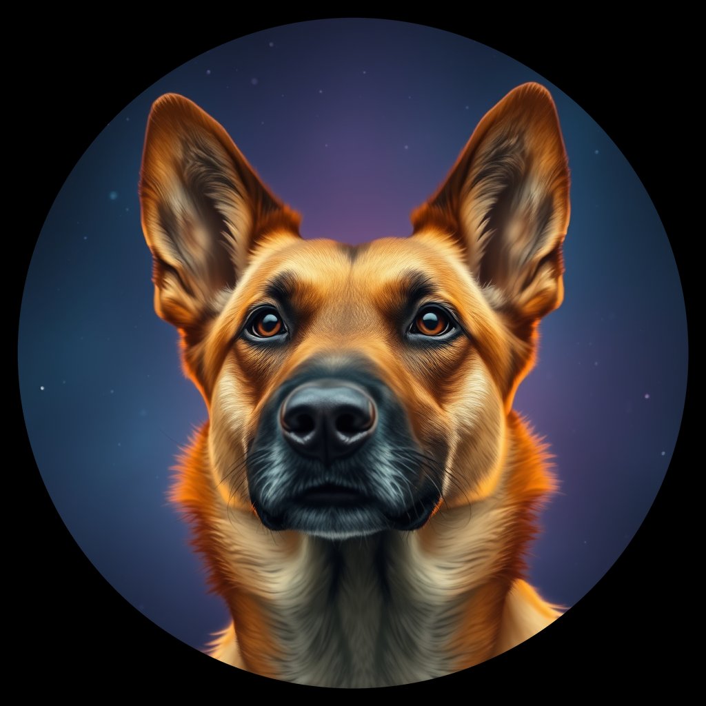 Cosmic medallion portrait of TURV_33507, a Dingo Turv