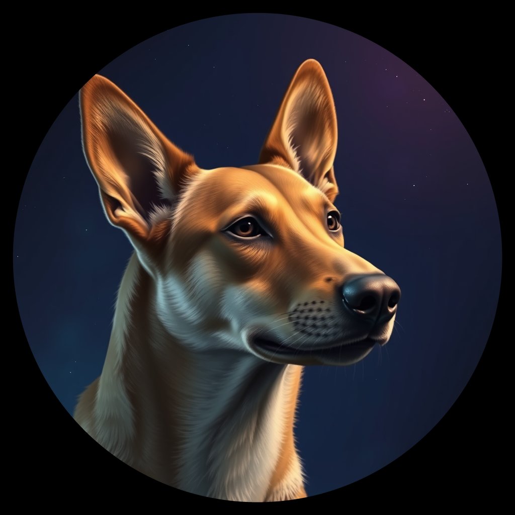 Cosmic medallion portrait of TURV_34301, a Dingo Turv