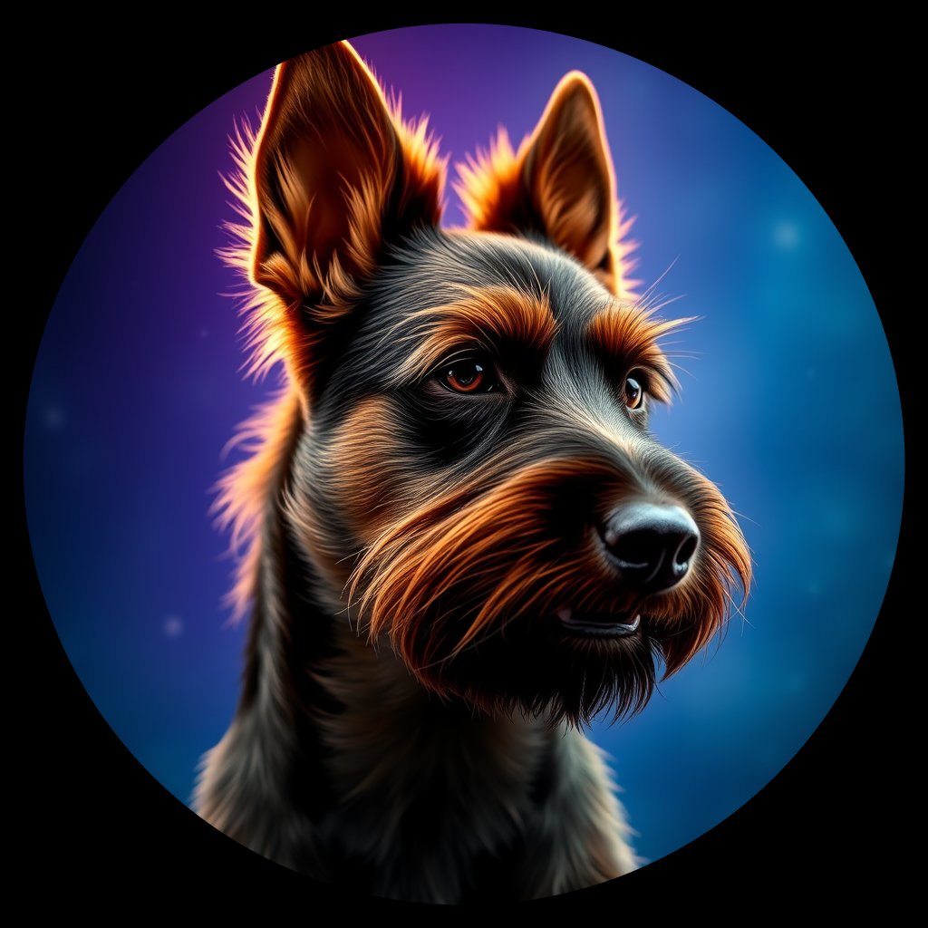 Cosmic medallion portrait of TURV_BeT_00GT18, a Belgian Tervuren